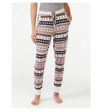 Joyspun Women's Hacci Knit Snowflakes Lounge Sleep Pajama Jogger Pants Small 4-6