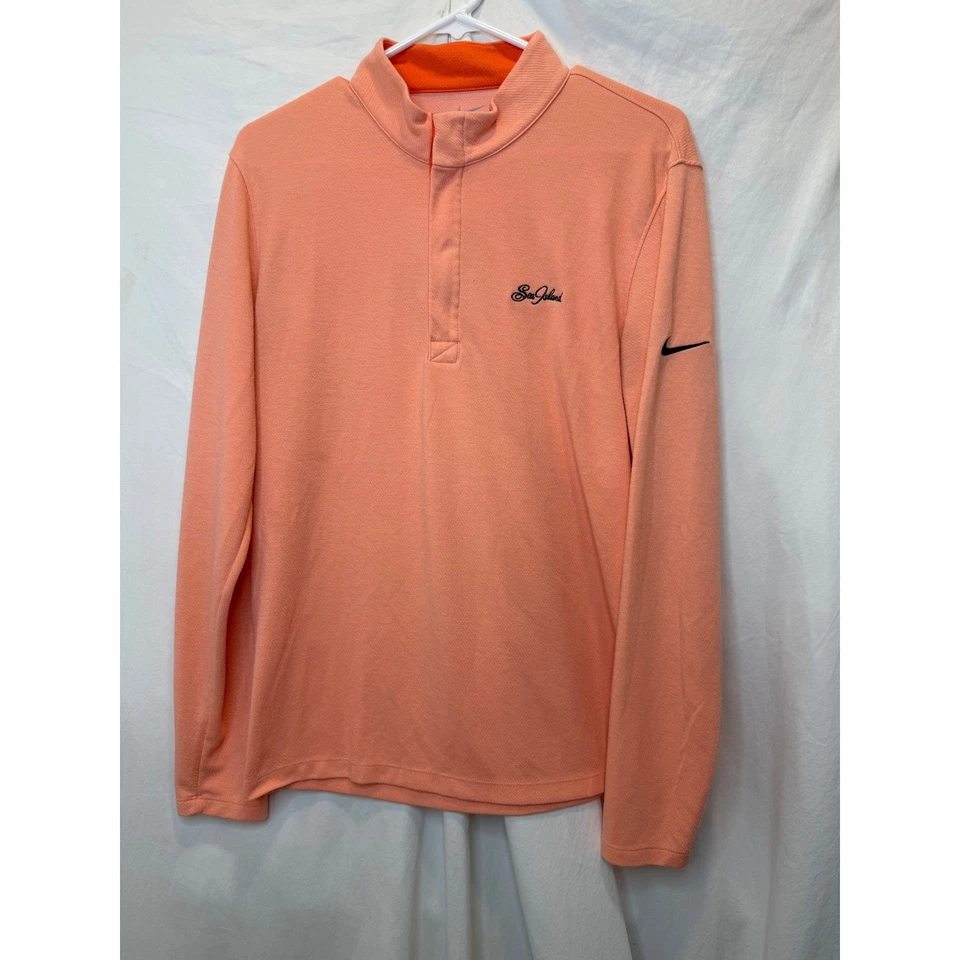 Nike SEA ISLAND Golf Pullover Dri-FIT Long Sleeve Peach Orange Mens Medium - Image 2 of 4