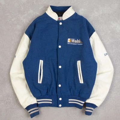 Canada Vintage Wabi Leather Varsity Jacket Small Herren 1980s Blue Bomber