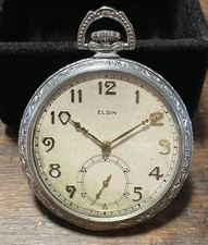 Vintage 1922 Elgin Pocket Watch Grade 303 Size 12s 7j Gold Number Art Deco