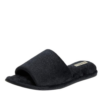  Women's Indoor Fuzzy Memory Foam Cloud Slip On Beatrice 9-10 Black Velour