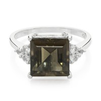 Cavill Ring Silber 925 Rauchquarz 2,92Ct WeißEr Topas 3,25Ct Brasilien-