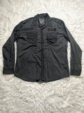 Vintage Y2K Men  s Affliction Black Premium Long Sleeve Button Up Graphic Shirt