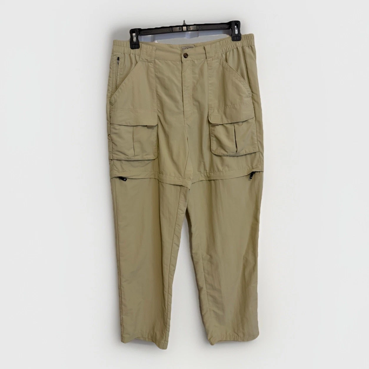 LL Bean Convertible Cargo Pants Mens L Regular Zip Off Shorts Khaki Fishing