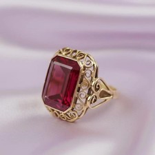 2.00 Ct Emerald Cut Natural Ruby & Diamond Wedding Ring 14K Yellow Gold