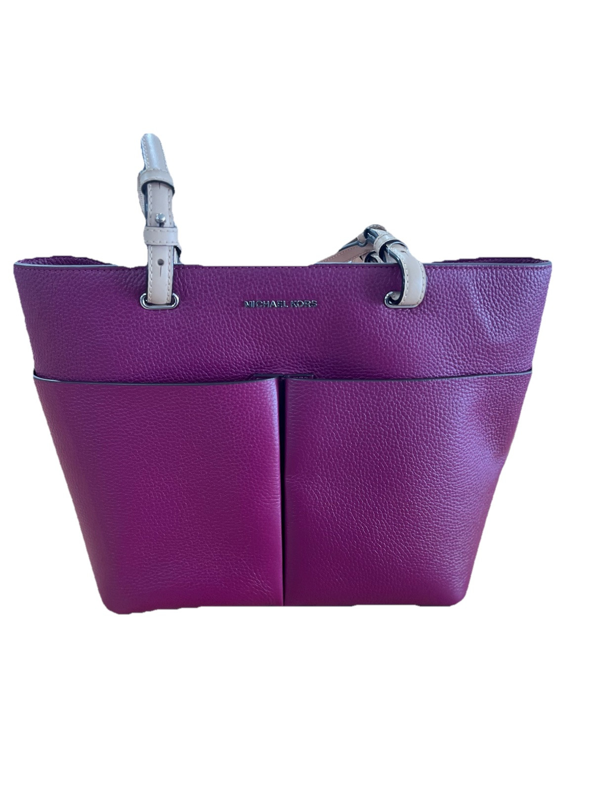 Michael KORS Purple Plum Pebbled Leather Double Handle Tote Bag