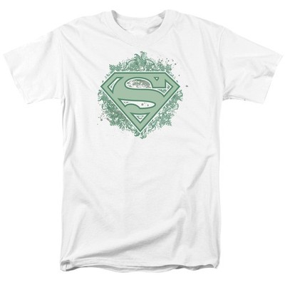 DC Comics Superman Ornate Shield T-Shirt Kurzarm Unisex Weiß Baumwolle