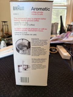 New Braun KSM 2 Aromatic Coffee Grinder White Electric New Old Stock