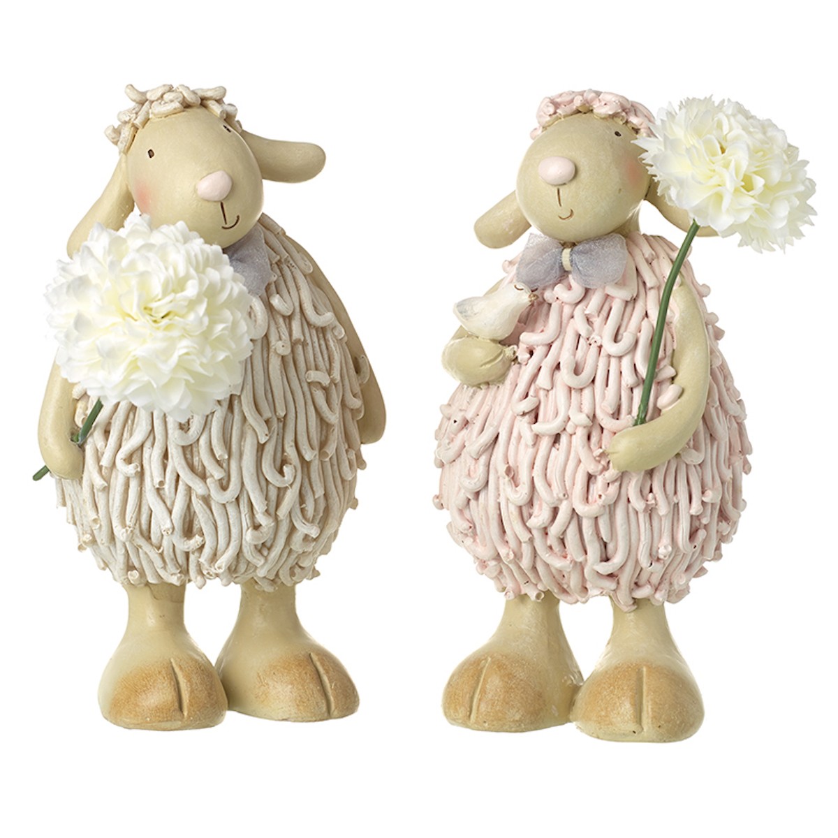 Heaven Sends Cream and Pink Sheep with Flowers Easter Mantelpiece Decorations