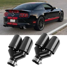 2.5 In Dual 4 Out Quad Exhaust Tips Muffler Carbon Fiber For Ford Mustang Gt