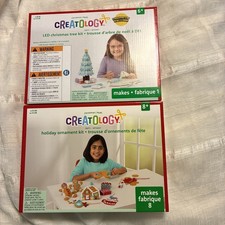 2 Christmas Kid Craft kits LED Christmas tree and Holiday ornaments Creatology