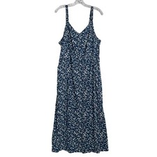 Womens Plus Size 1X Blue Multi Floral Boho Preppy