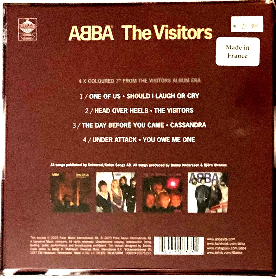 ABBA The Visitors 4 Single Box Set RARE 3000 Only NUMBERED Colored Vinyl SEALED - Image 2 of 4