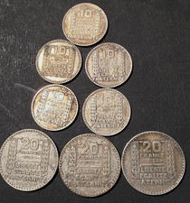 Lot de 3 pièces de 20 Francs et 5 pièces de 10 francs   TURIN en Argent