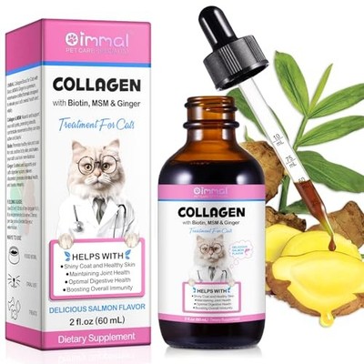 Collagen Liquid Drops for Cats with Biotin, MSM & Ginger for Digestive