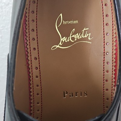 Christian Louboutin Men's Black Leather Oxford Dress Shoes Red