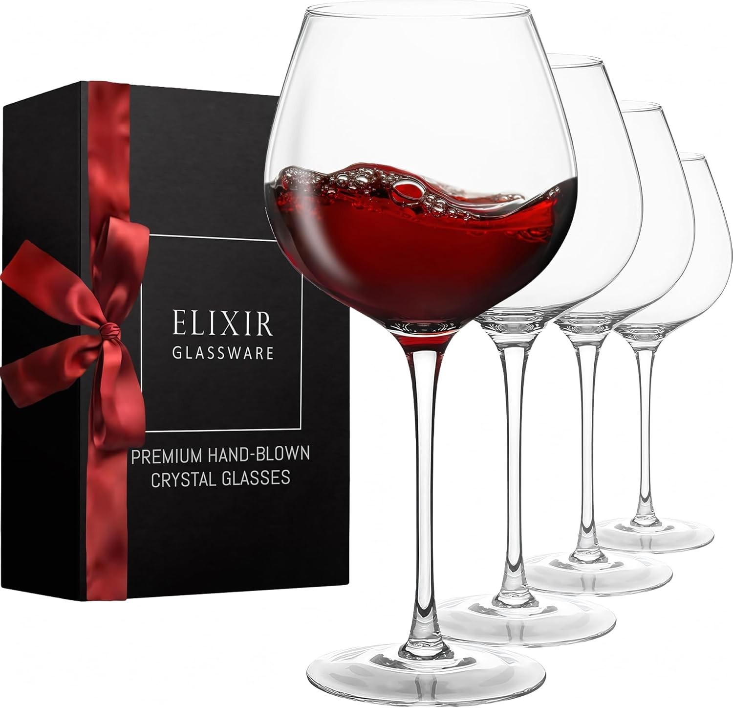Red Wine Glasses - Extra Large Crystal Wine Glasses 4 Set, (Canadian Seller)
