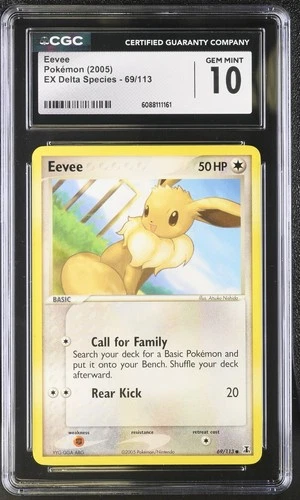 CGC 10 GEM MINT Eevee 2005 EX Delta Species 69/113 Pokemon Card