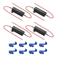 50W 220 Ohm Aluminum Shell Resistor, 4Pcs Housing Resistor with Clips, Black