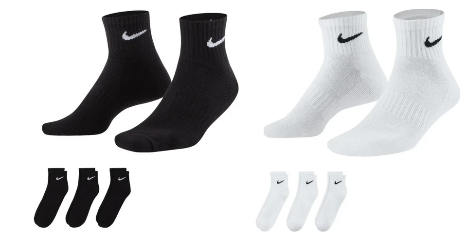 Nike Ankle Socks Mens Women Lightweight Cotton Cushion Sports Socks 3-12 Pairs.