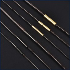 45/50/60cm Leather Cord Wax Rope Chain Necklace Stainless Steel Clasp DIY