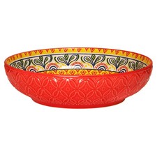 Red Ceramic Bowl Tuscany Bohemian Pasta Side Dish 22cm Dia Mediterranean Boho