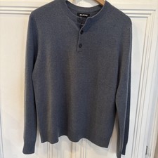 EUC NAADAM Henley Sweater Men  s Sz S 100 Cashmere Blue Color 3 Buttons