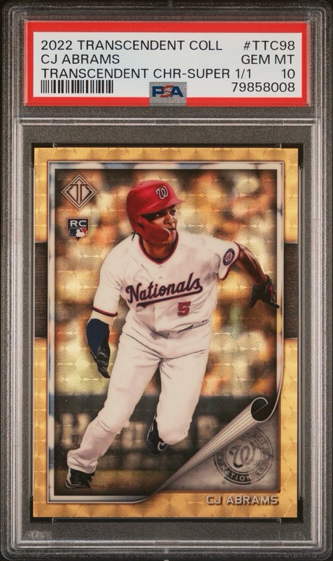 CJ Abrams 2022 Topps Transcendent Chrome Superfractor 1/1 Rookie RC PSA 10