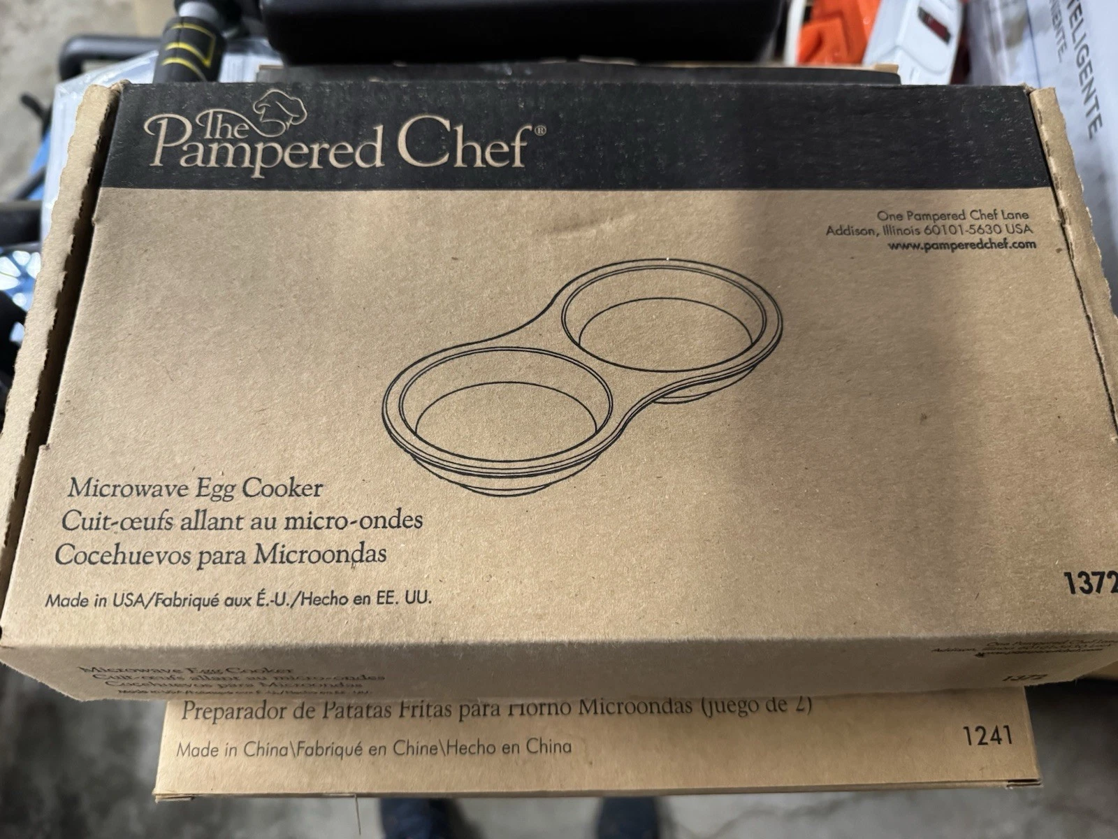 The Pampered Chef Stoneware Microwave Double Egg Cooker #1372 New . Made in USA