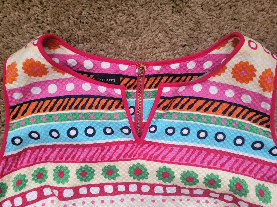 Vestido Talbots Sin Mangas Texturizado Tejido Multicolor Cremallera Expuesta Talla 14 Foto 3 de 4