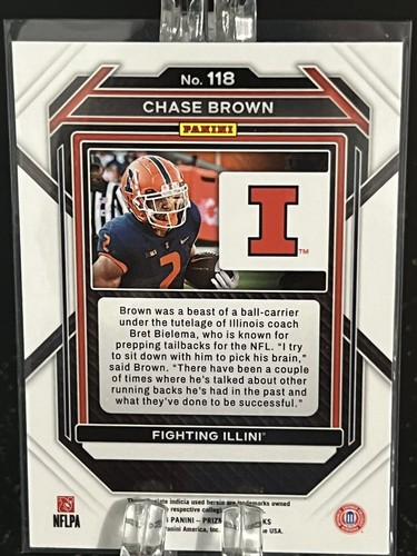 CHASE BROWN--2023 PANINI---PRIZM DRAFT PICKS--ROOKIE---BENGALS--FREE SHIPPING - Picture 2 of 2