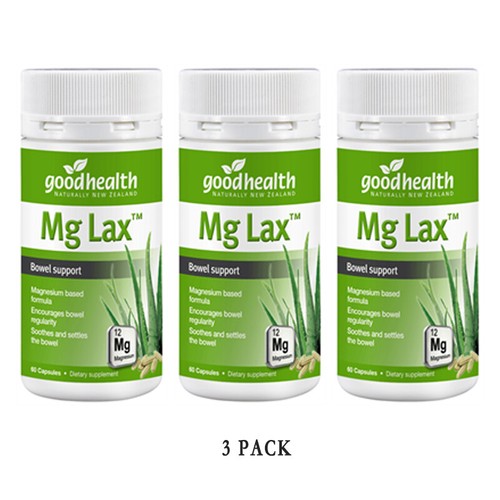 3 x Good Health Mg Lax - Magnesium Bowel Support 60 capsules FREE SHIPPING - Bild 2 von 2