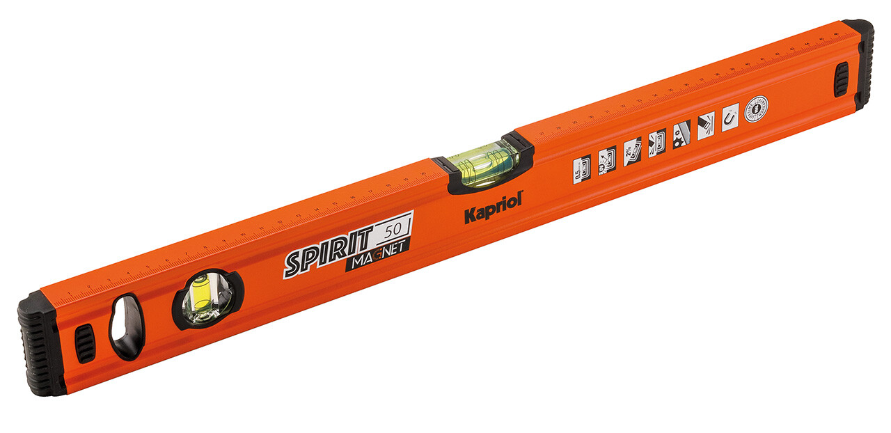 Livella magnetica 2 bolle struttura in alluminio nervato "SPIRIT" marca KAPRIOL