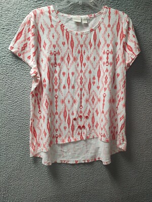 Chicos Shirt Womens Size 3 (XL/16) Multicolor Aztec Print High Low Blouse Top