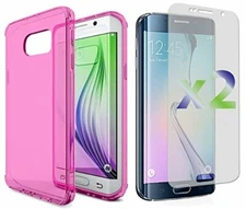 Exian Flexible Cell Phone Case for Samsung Galaxy S6 Edge Pink