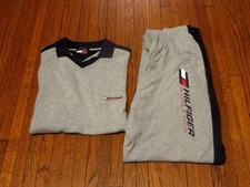 VTG Tommy Hilfiger Athletics Grey White Navy Cotton Suit sz L