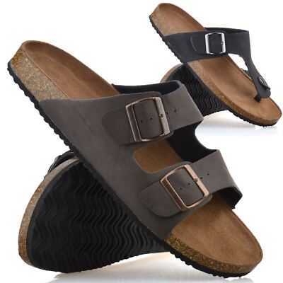 Herren Slipper Sandalen Pantoletten Fußbett Sommer Flip Flop Schieber Zehensteg Schuhe Größe