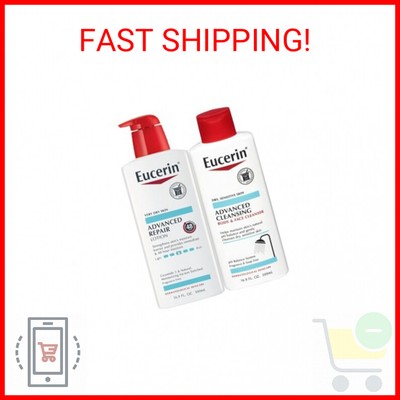 Eucerin Advanced Repair Unscented Body Lotion for Dry Skin (16.9 Fl Oz) + Advanc
