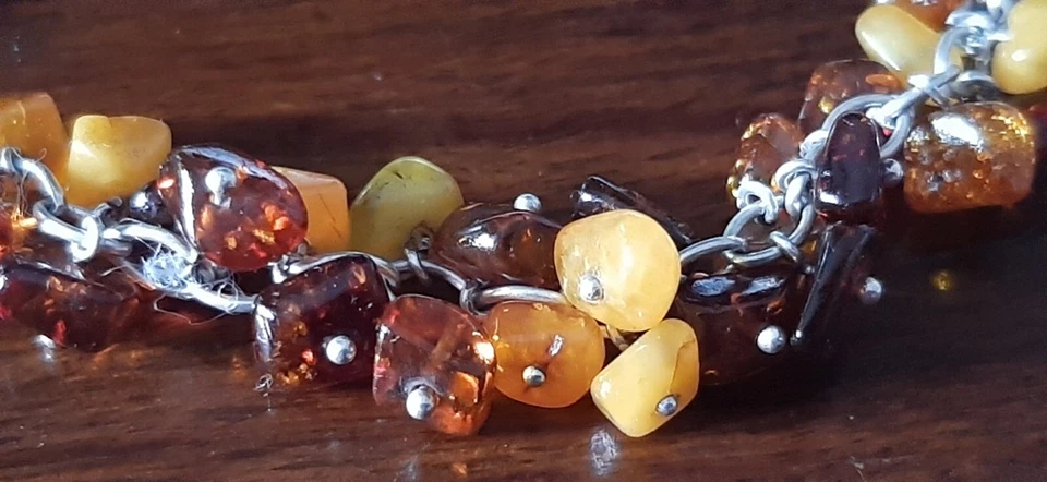 Bracciale-ambra - Argento Vintage - Immagine 2 di 3