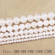 4mm 6mm 8mm 10mm 12mm Natural White Jade Gemstones Round Loose Beads 15'' AAA