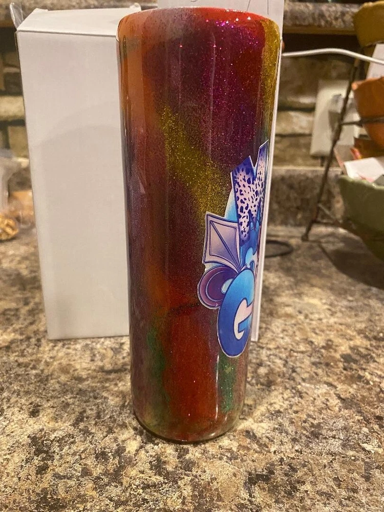 tumbler 20 oz Mardi Gras theme