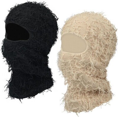 2 Pcs Kids Distressed Balaclava Face Mask Windproof Knitted Distressed Ski Mask