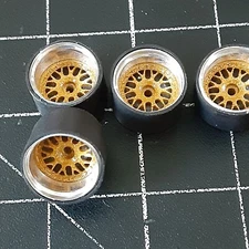 CUSTOM WHEELS ONLY NO CAR FITS ON HOT WHEELS 1/64 PORSCHE & IMPORTS JDM BBS 2B-G