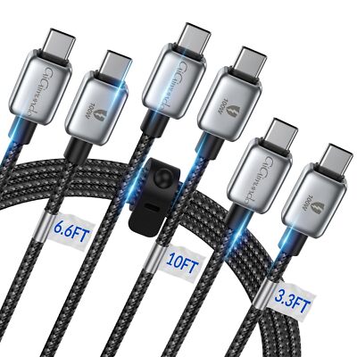 Braided USB C Type-C Fast Charging Data SYNC Charger Cable Cord 3/6/10FT 100W