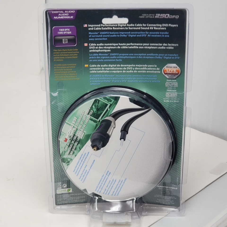 Monster Cable Digital Audio Surround Sound Fiber Optic 250DFO 2m/6.5ft - Image 2 of 4