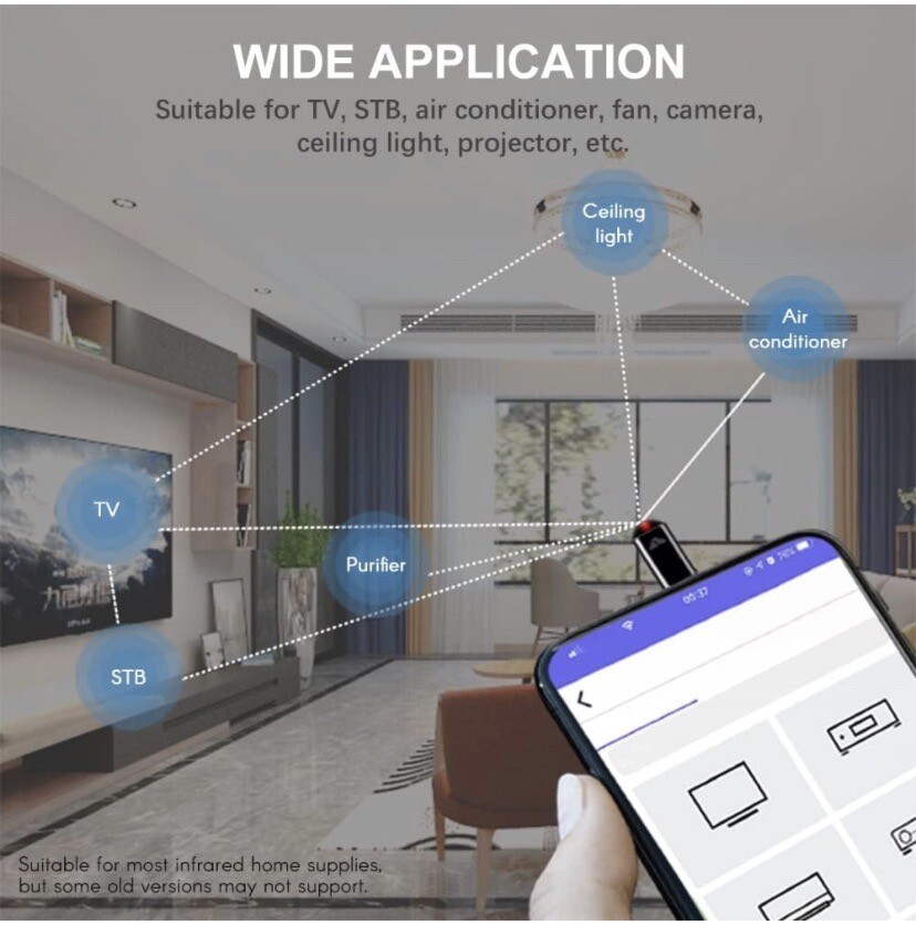 Portable OTG Smart Phone IR Infrared Remote Control Adapter For Android iOS APP✔