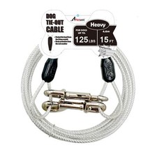 Reflective Tie-Out Cable 15ft Heavy Dogs Up to 125 Pounds Outdoor Secure