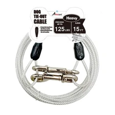 Reflective Tie-Out Cable 15ft Heavy Dogs Up to 125 Pounds Outdoor Secure