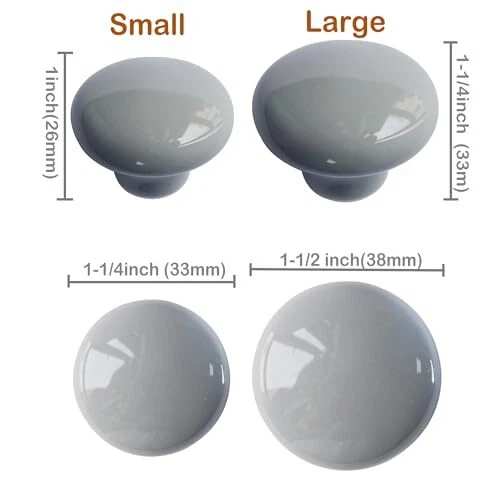 Paquete de 12 perillas de cajón de cerámica de porcelana gris tocador de 1-1/2 pulgada... Foto 4 de 4