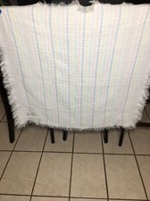 36  x30  Retro Acrylic Baby Blanket Pastel Plaid Stripe Fringe All Mine Japan